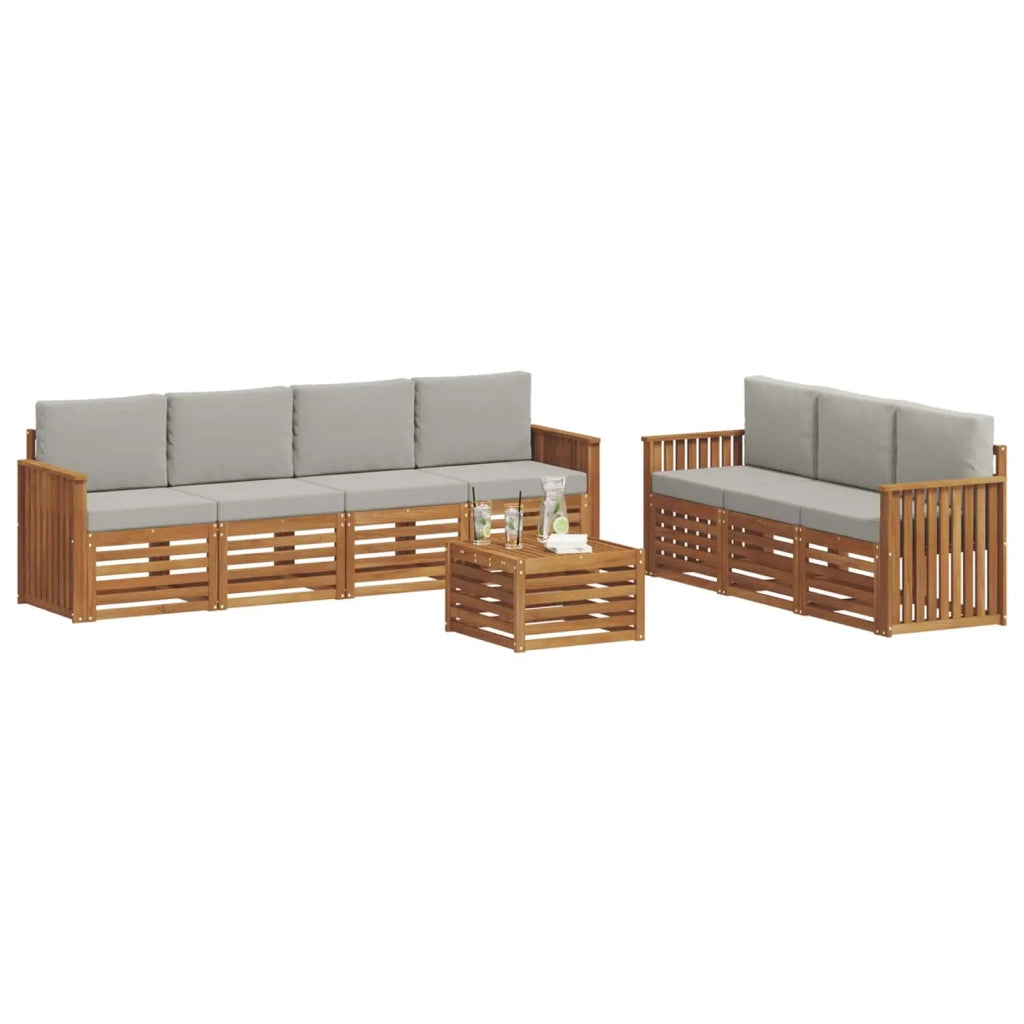 Set divani con cuscino 8 pcs Grigio Naturale e Chiaro