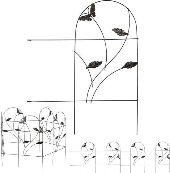 Bordino per cancelli di giardino a 5 pezzi con farfalle - Dimensioni: circa 46x250 cm, colore nero