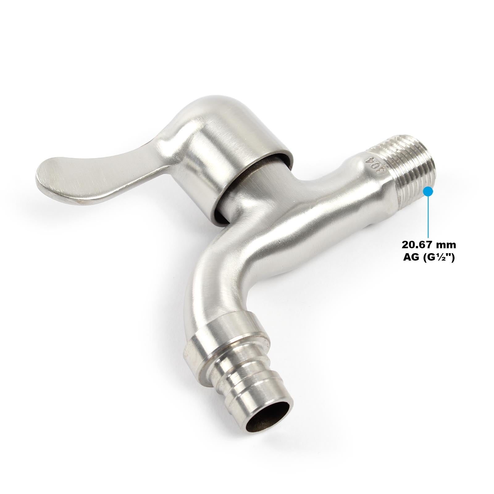 Fontanella a colonna in acciaio inox 95,5cm rotonda con rubinetto e raccordo Resistente a UV e gelo