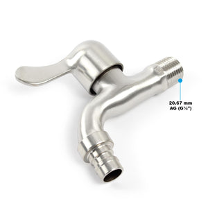 Fontanella a colonna in acciaio inox 95,5cm rotonda con rubinetto e raccordo Resistente a UV e gelo