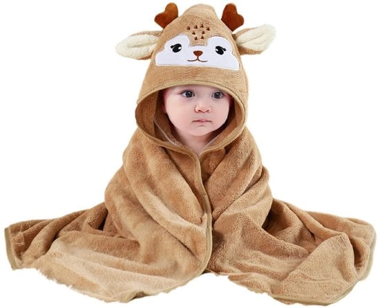 Asciugamano per bambini ipoallergenico con cappuccio, 80x80cm, tema animali, adatto per neonati maschi e femmine