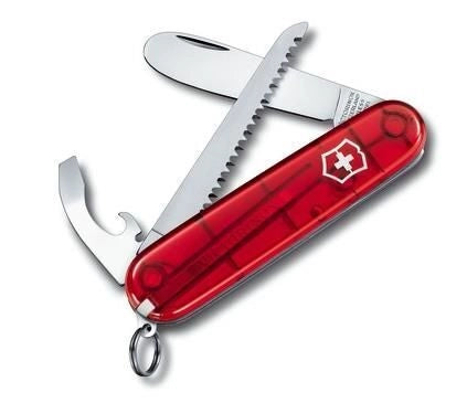 Victorinox 0.2373.T My First Victorinox Coltellino Svizzero Multiuso 9 Funzioni Lama con Punta Arrotondata Materiale ABS-Celidor colore Rosso
