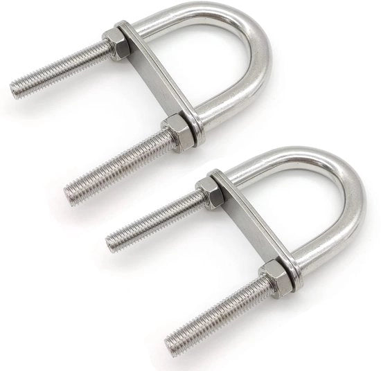 U-Bout in Acciaio Inox - 2 Pezzi - 100x45 Mm - Viti a Guscio Profondo - Resistente alla Corrosione - Adatto per Auto e Barche - U-Bout di Flessione