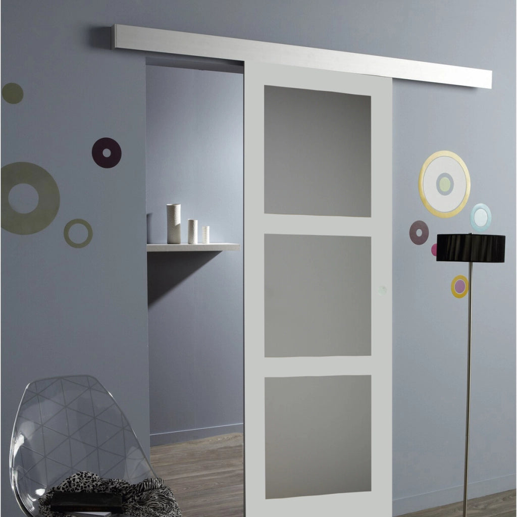 Anta scorrevole grigio chiaro Greyria' Larghezza 73 + binario alu