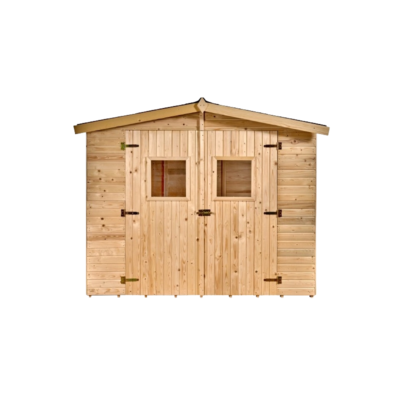 Casetta in legno da giardino con doppia porta – 240x160 cm – pannelli 16 mm, tetto bitumato e pavimento – ED2416.01 Foresta