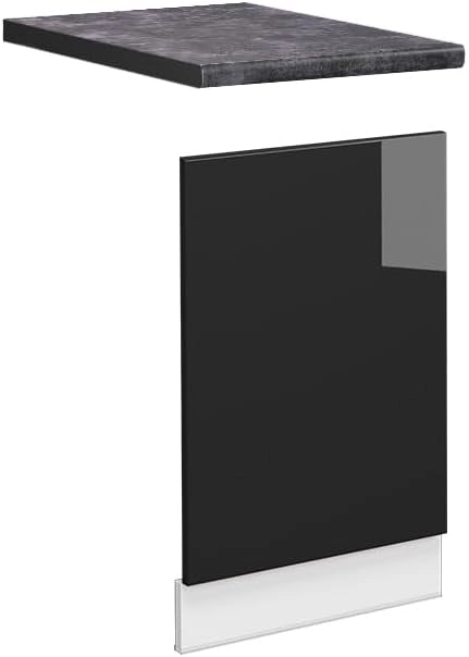 Pannello frontale Fame-Line, Rovere nero lucido, 45 cm, PL Antracite, per la combinazione con altri moduli della serie Fame-Line