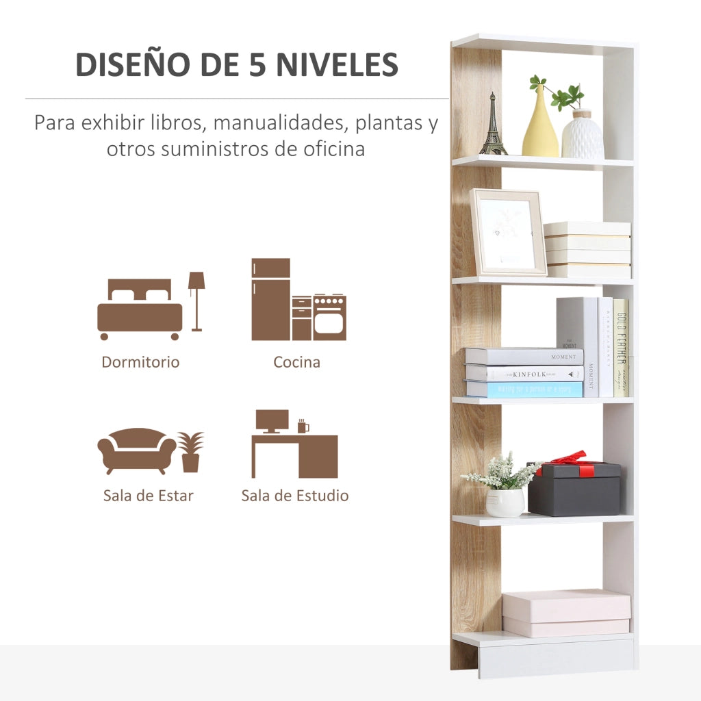 Libreria con Ripiani ¨C zephmum ¨C Bianco Rovere 45x21x170 cm