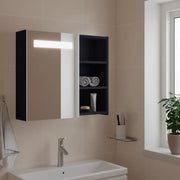Armadietto Bagno con Specchio e LED-Mobile bagno con specchio Grigio 60x13x52 cm