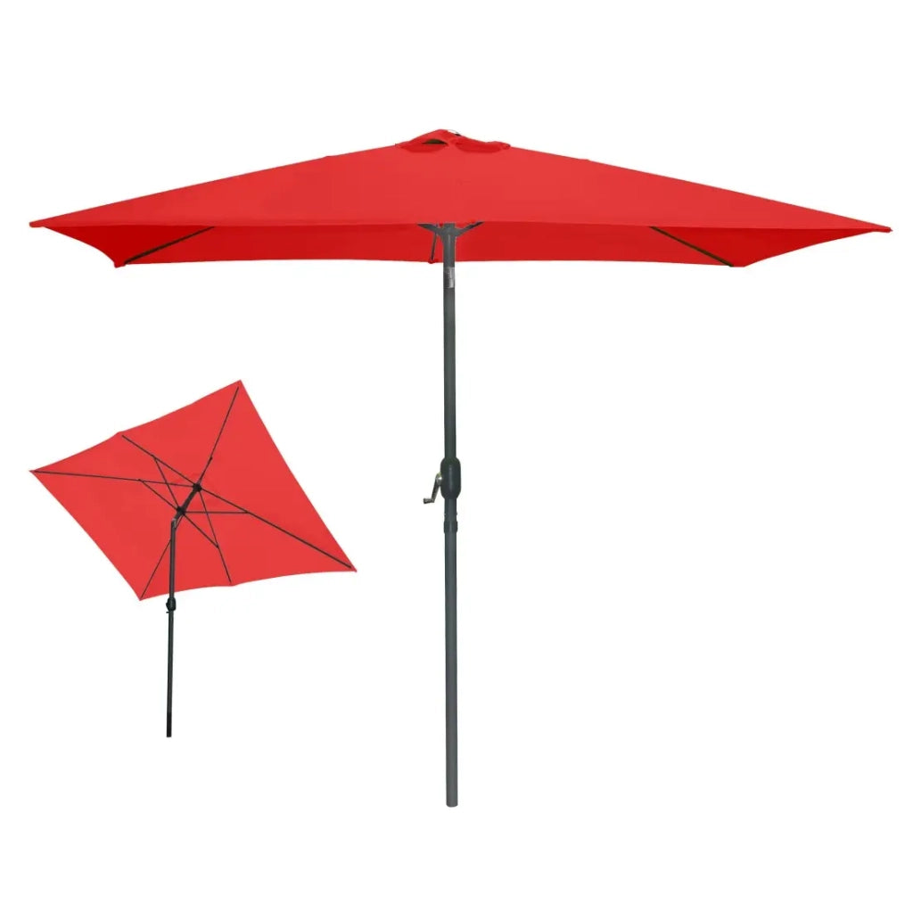 L'estate indispensabile: Ombrellone inclinabile rosso + custodia anti-UV + base in cemento 25Kg