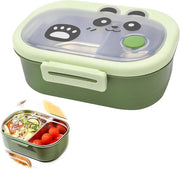 Tromba per pane in acciaio inossidabile con 2 contenitori - Bento Box con tema Panda - Bento Box con parete divisoria - Box per snack per bambini - Box per colazione per la scuola.