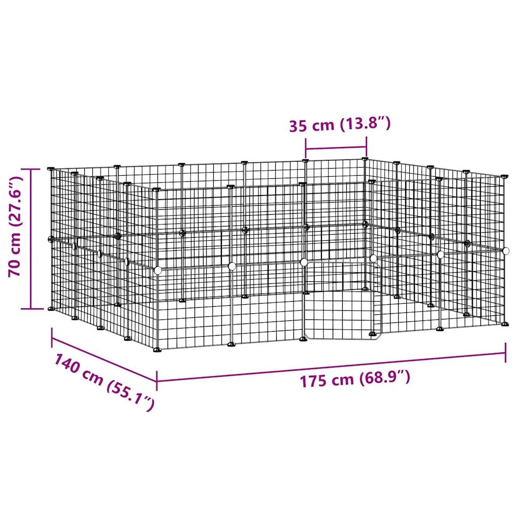 Gabbia per animali domestici a 36 pannelli con porta 35 x 35 cm nera 02_0041577