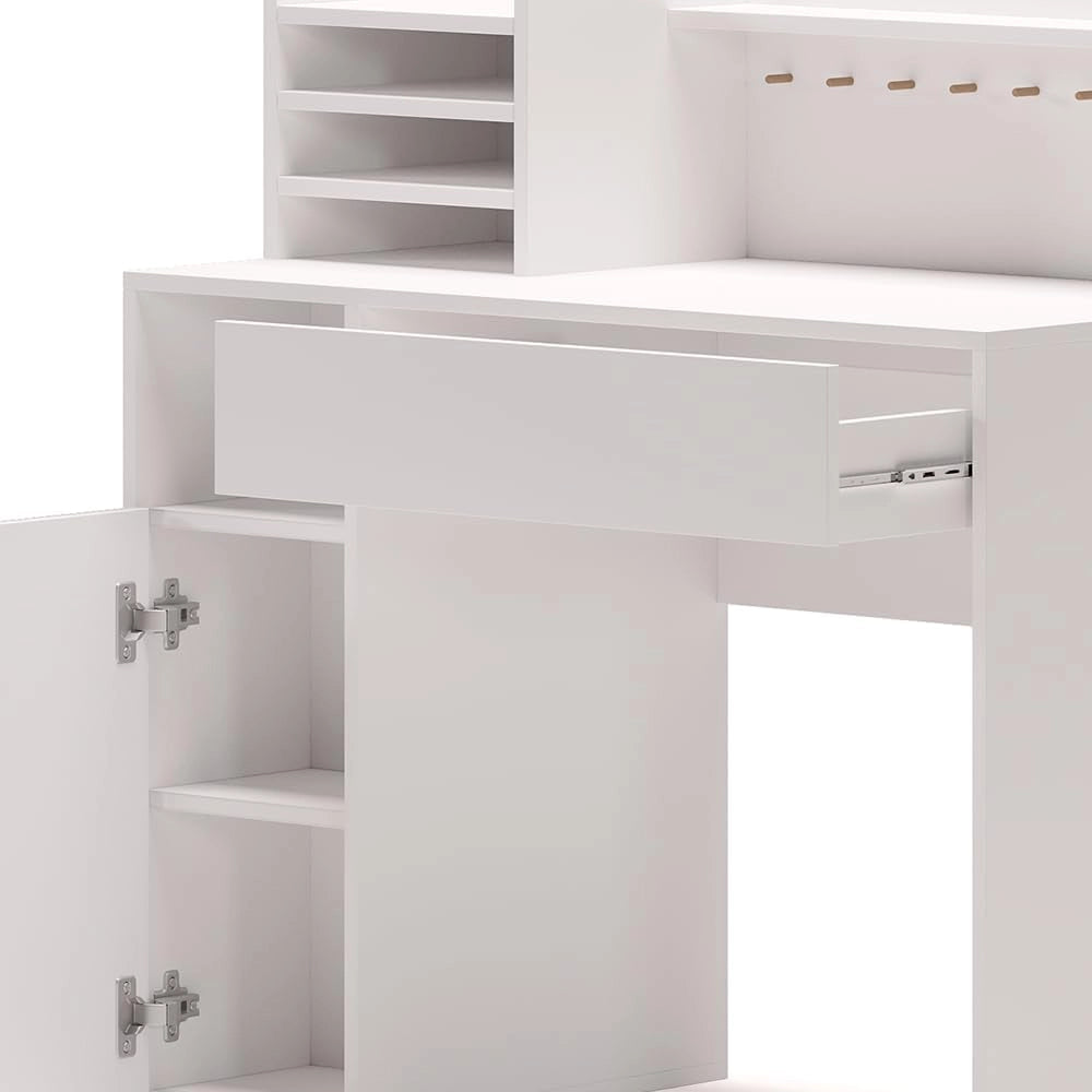 Scrivania, Bianco, 100 x 50 cm, con piano d’appoggio aperto per materiali da lavoro