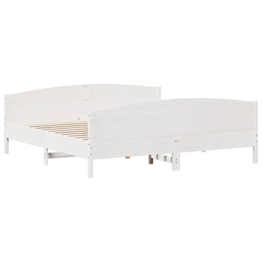 Giroletto senza Materasso Bianco 180x200 cm Legno Massello Pino