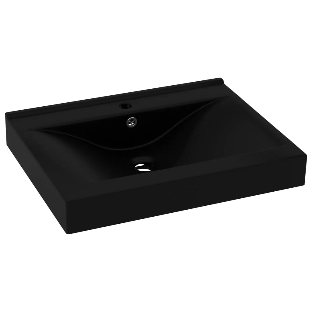 Lavabo da bagno con foro per rubinetto 60x46 cm ceramica nero opaco 02_0002772