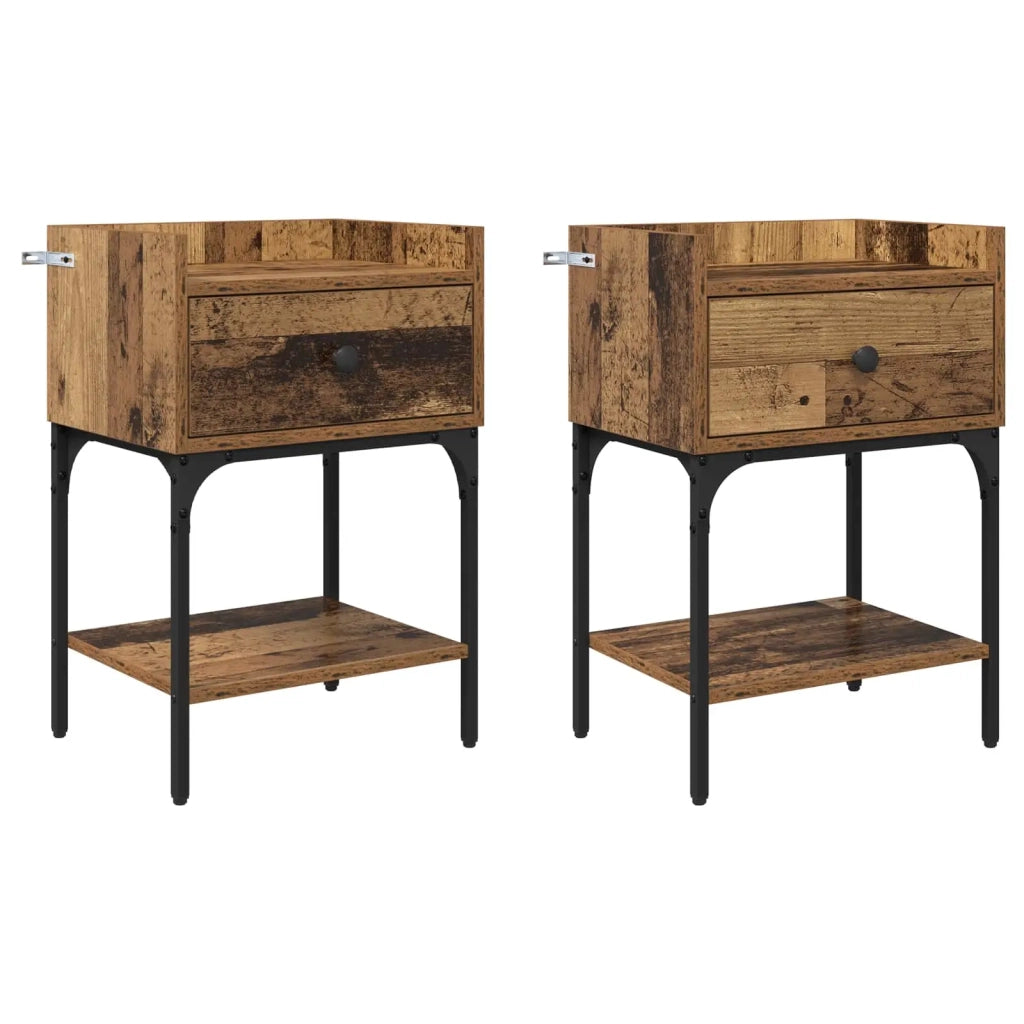 Comodino 2 pcs Legno vecchio 40 x 29 x 60 cm Legno multistrato 881827