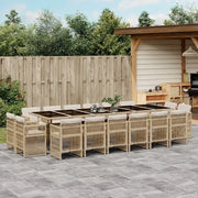 Set da Pranzo da Giardino 17 pz con Cuscini Beige in Polyrattan
