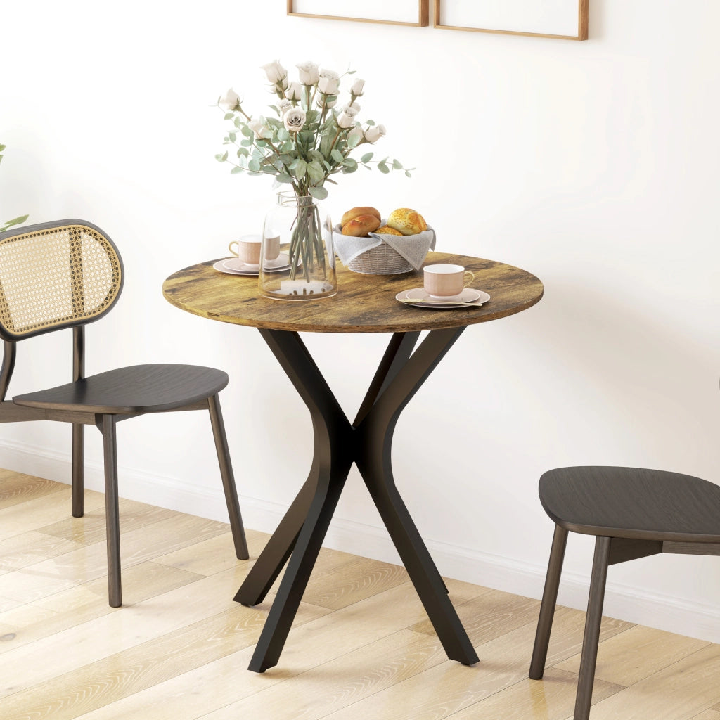 Tavolo da pranzo rotondo per 2 persone ¨C zephmum ¨C telaio in acciaio, colore marrone, ?78 cm