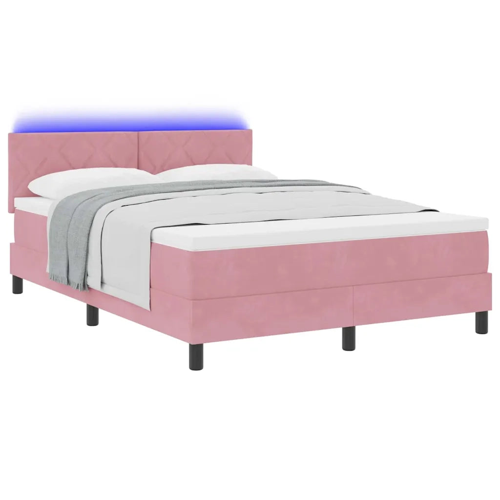 Letto a molle con testiera Rosa 140 x 190 cm Velluto 3342721