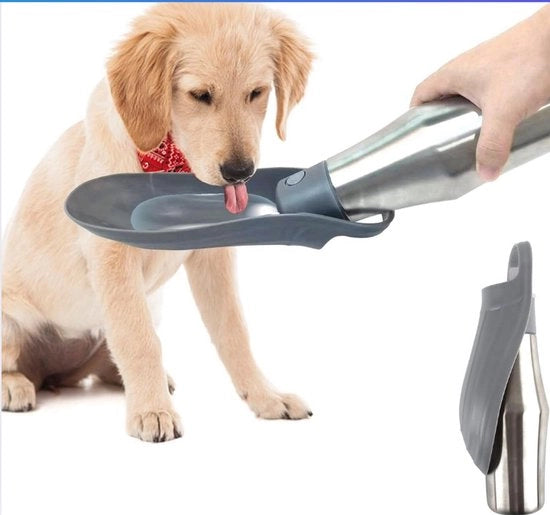 Fiasca per Cani, 750 ml Fiasca in Acciaio Inossidabile per Cani - Dispensatore di Acqua Portatile e Lekvrijo per Viaggi, Parcheggi, Campeggi e Escursioni