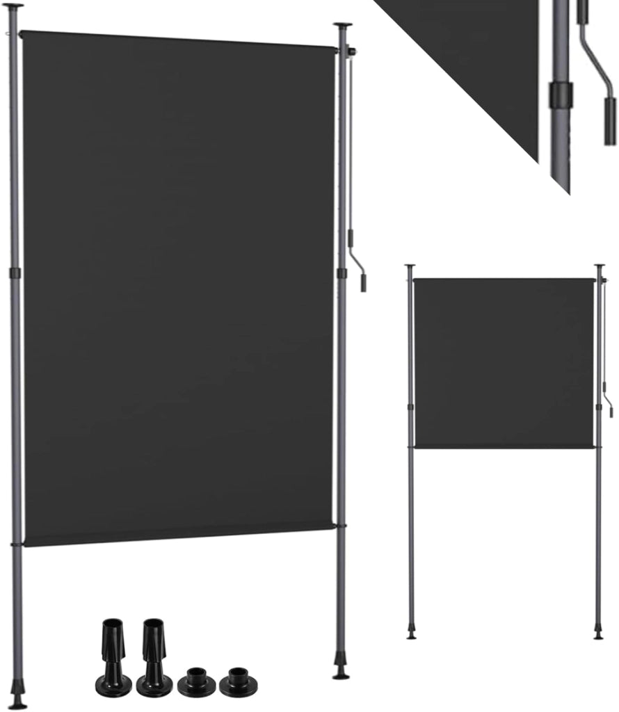 Tenda da sole verticale con morsetto, 150 x 310 cm, tenda da sole verticale allungabile, senza forature,con manovella, protezione solare dal vento, per balcone, giardino,terrazza