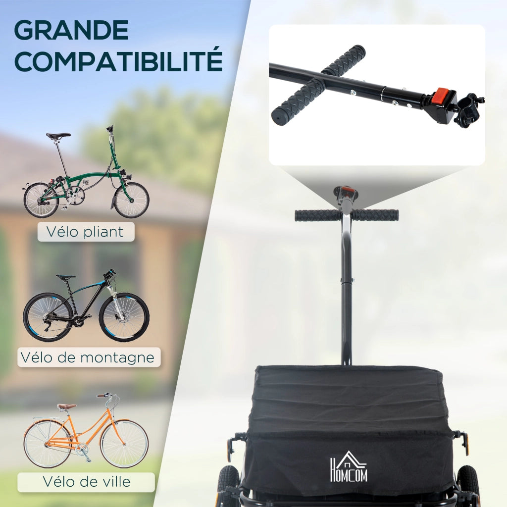 Rimorchio per Bicicletta ¨C Zephmum ¨C 144x59x80 cm Acciaio Nero