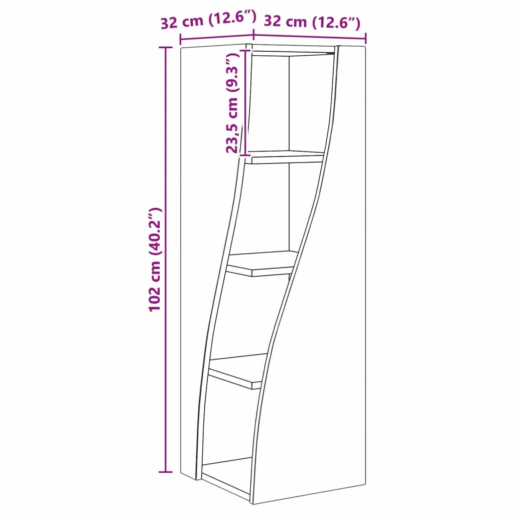 Mobile angolare 32x32x102cm Legno ingegnerizzato Grigio cemento 889858