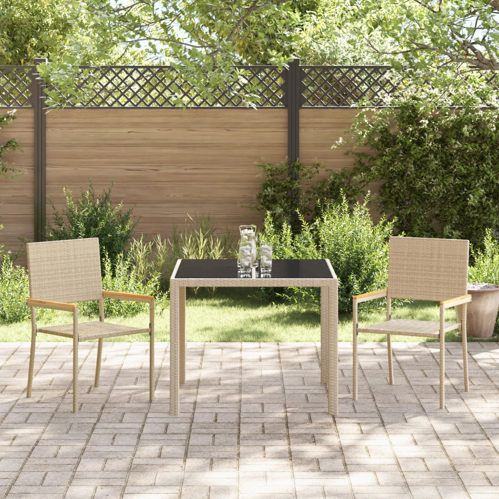 Set da Pranzo da Giardino  a 3 Pezzi Beige Polyrattan