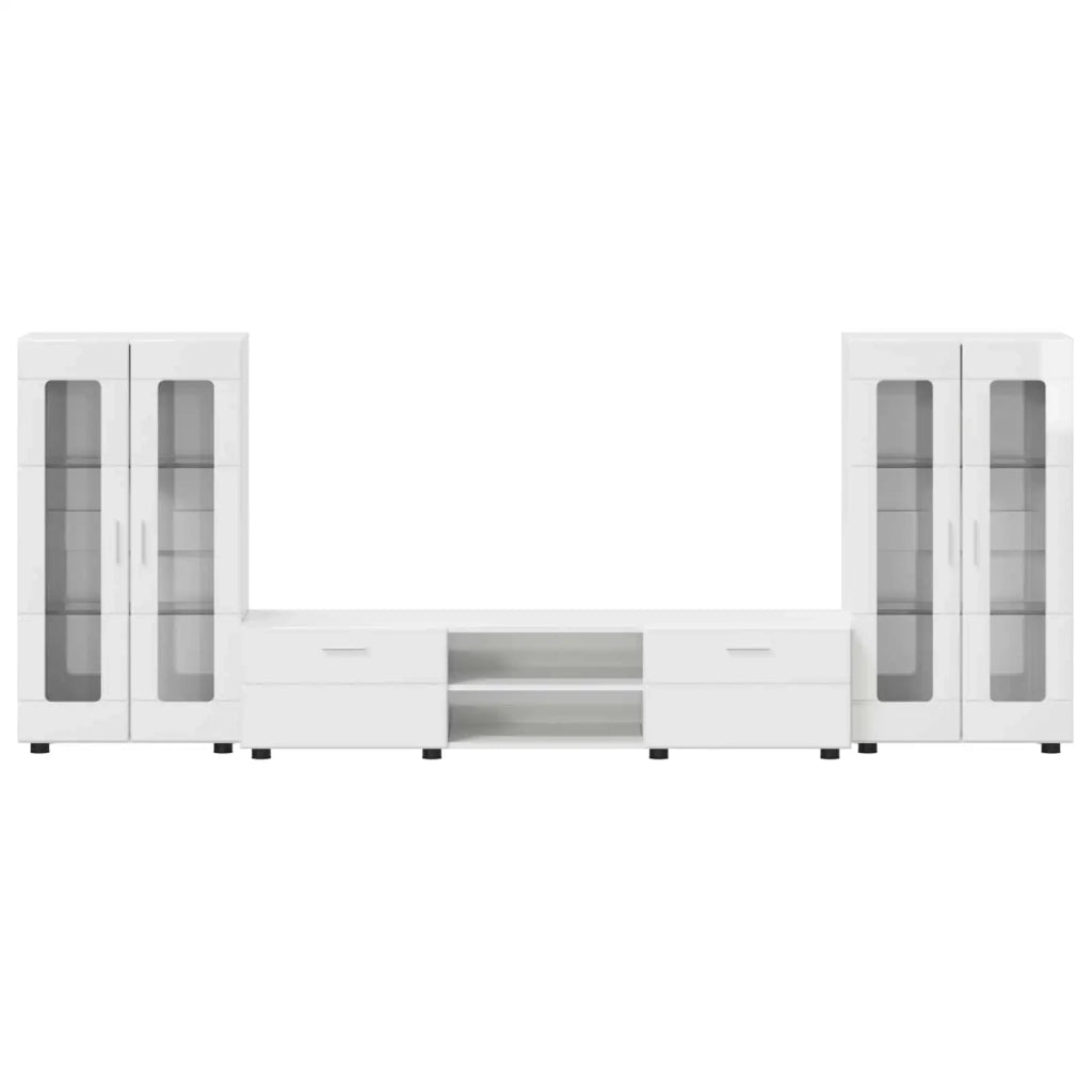 Set mobile TV FLORIN 3 pcs Bianco Lucido Legno multistrato