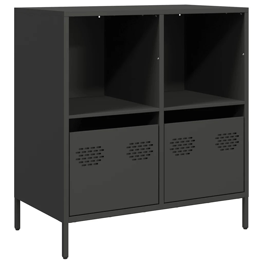 Credenza Nera 68x39x73,5 cm in Acciaio Laminato a Freddo 851358