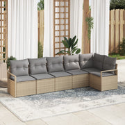 Set di SofÃ  da Giardino  a 6 Pezzi con Cuscini Beige in Polyrattan