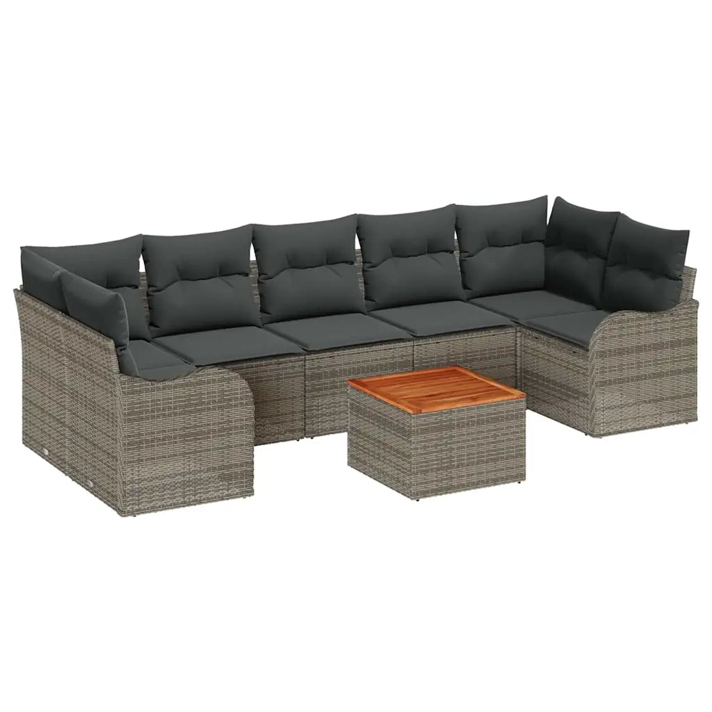 Set Divano da Giardino con cuscino 8 pcs Grigio polyrattan 3347419