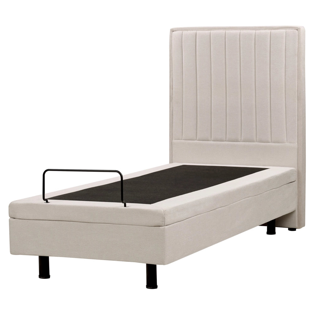 Letto Tessuto Beige chiaro Elettrico Regolabile con Telecomando 80 x 200 cm
