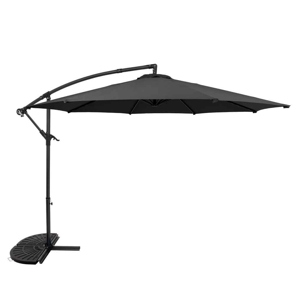 Ombrellone Decentrato 3m Grigio Banana con Base 2 Pesi 28kg