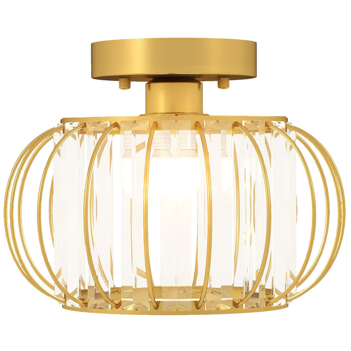 Plafoniera LED Moderna Design a Gabbia Ø27x19 cm con 18 Cristalli Struttura in Metallo Oro