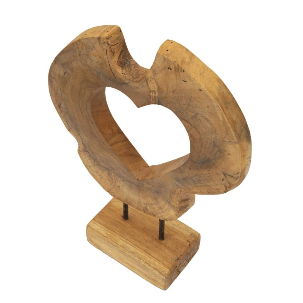 Scultura Cuore 7, Marrone, Legno, 28x10x38 cm