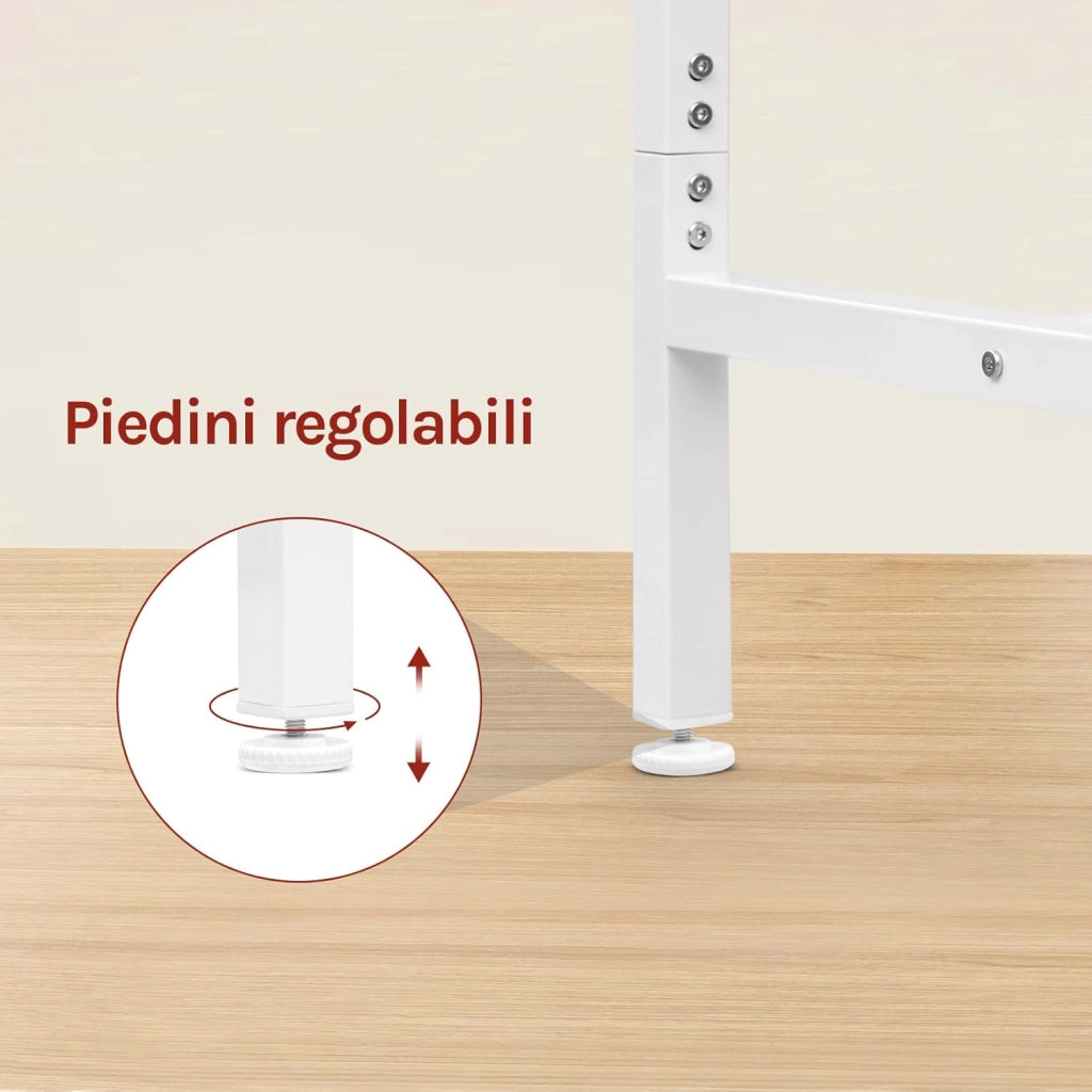 Tavolo da Bar Quadrato, Tavolo Cucina Alto, Tavolino in Metallo & Legno per Cucina, Soggiorno, Rovere Chiaro+Bianco