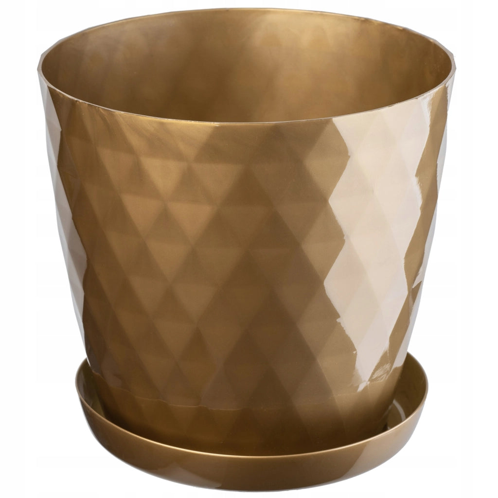 Vaso da fiori in plastica KADAX con supporto, coprivaso, 18 cm, oro, Kadax
