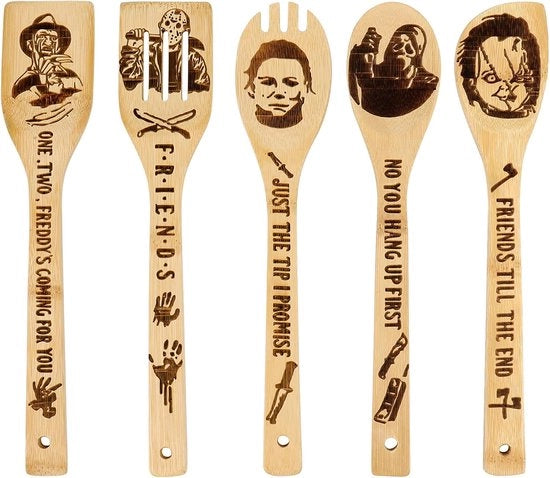 Lettiera in legno con figure di horror - decorazione da cucina per Halloween - regalo ideale per gli appassionati di horror