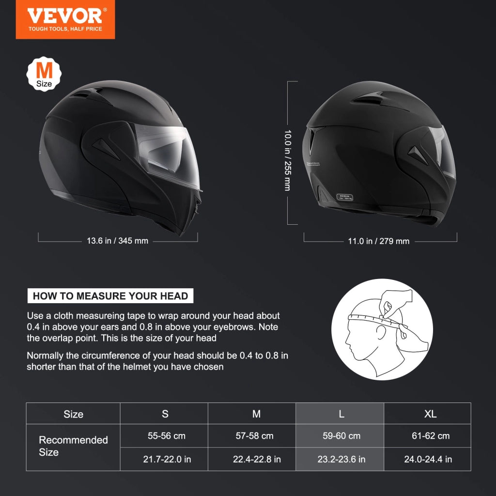 Casco da Moto MD-808 in ABS ad Alta Densità Nero Taglia L con Slot Bluetooth e Lenti Intercambiabili Confortevole e Resistente