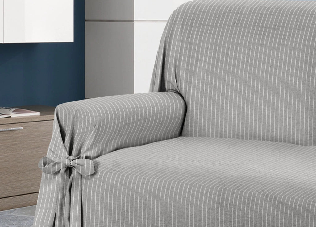 Copridivano Fodera Telo Protezione Divano Con Laccetti Fiocco Disegno Lord - 2 Posti - Grigio