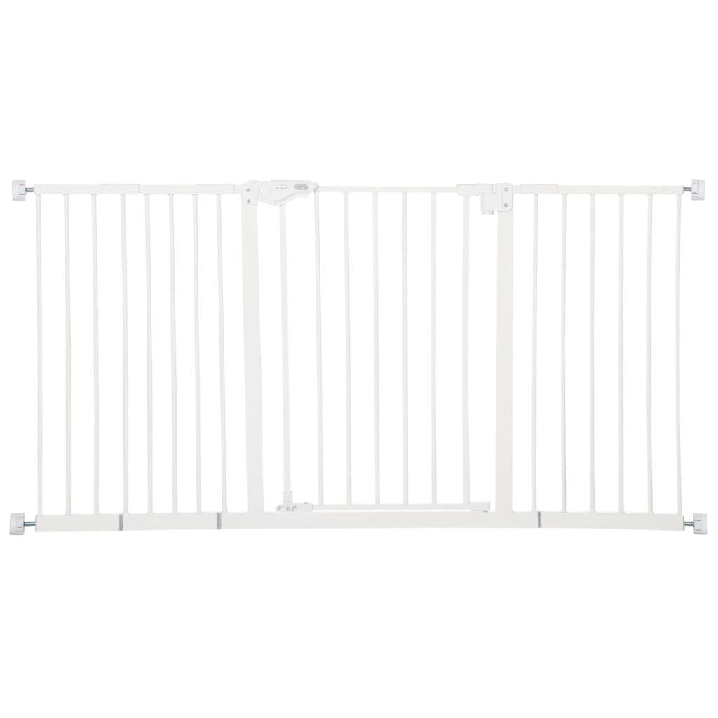 Barriera estensibile a forbice con chiusura automatica e blocco doppio, con estensioni, in ferro trattato bianco 68 × 77 cm