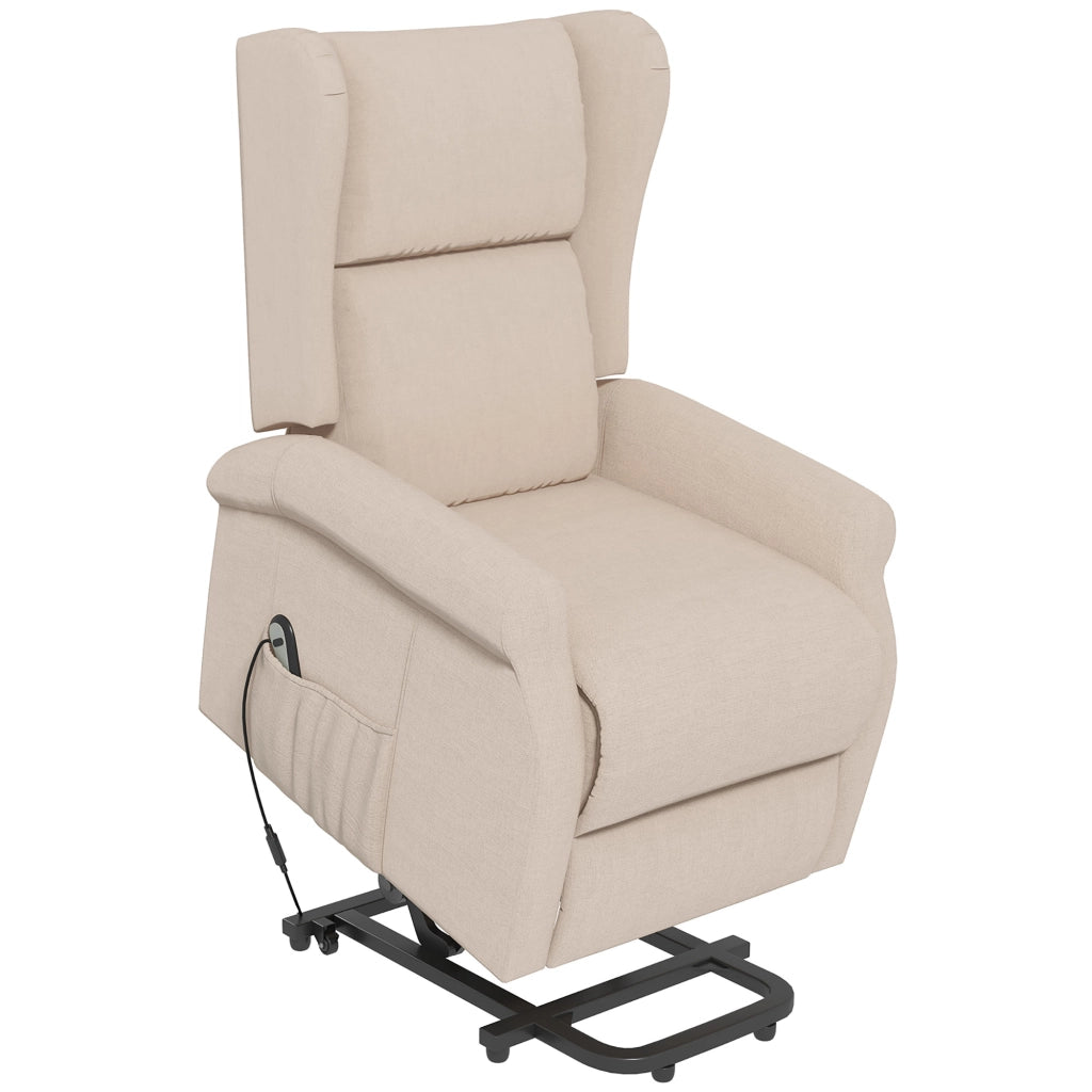 Poltrona relax elettrica con alzapersona, posizione reclinabile, portata max 200 kg, bianco crema