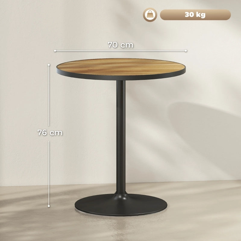 Tavolo rotondo da pranzo in legno per 2-4 persone con base stabile e bordo nero, per cucina e soggiorno, rovere Ø70 cm