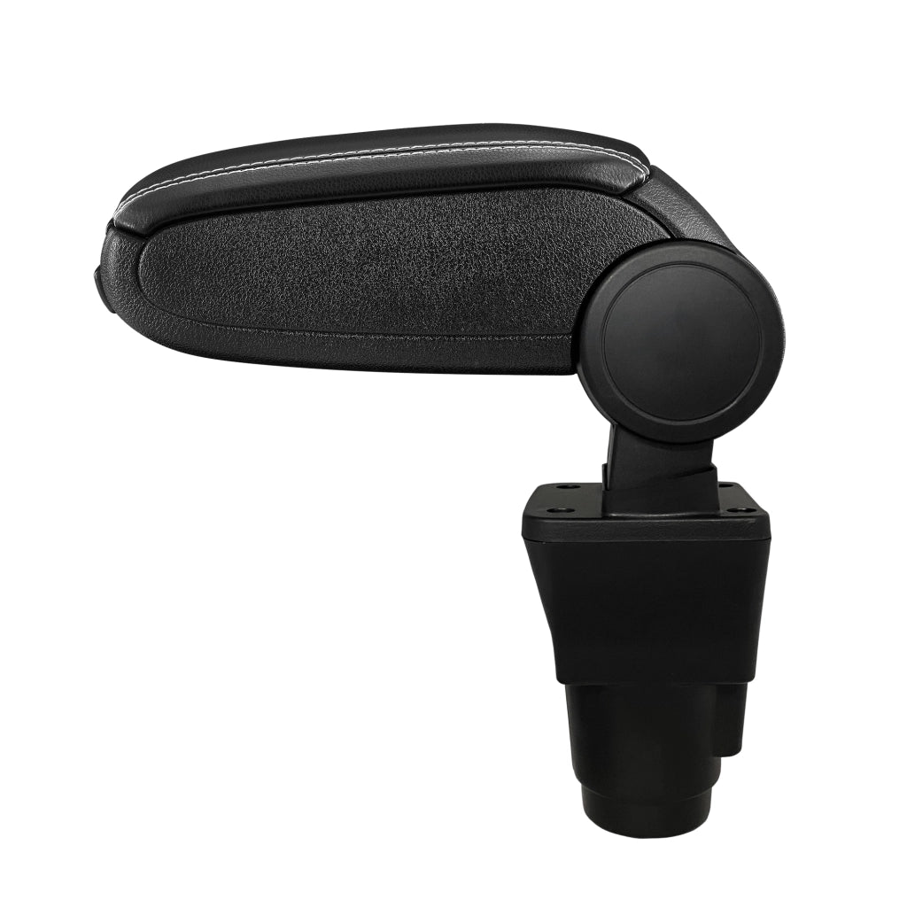 Bracciolo Centrale con Vano Portaoggetti per Auto Poggiabraccio per Automobile Marca Specificata - Rivestimento in Similpelle - Nero con Cucitura Bianca - Dacia Duster II
