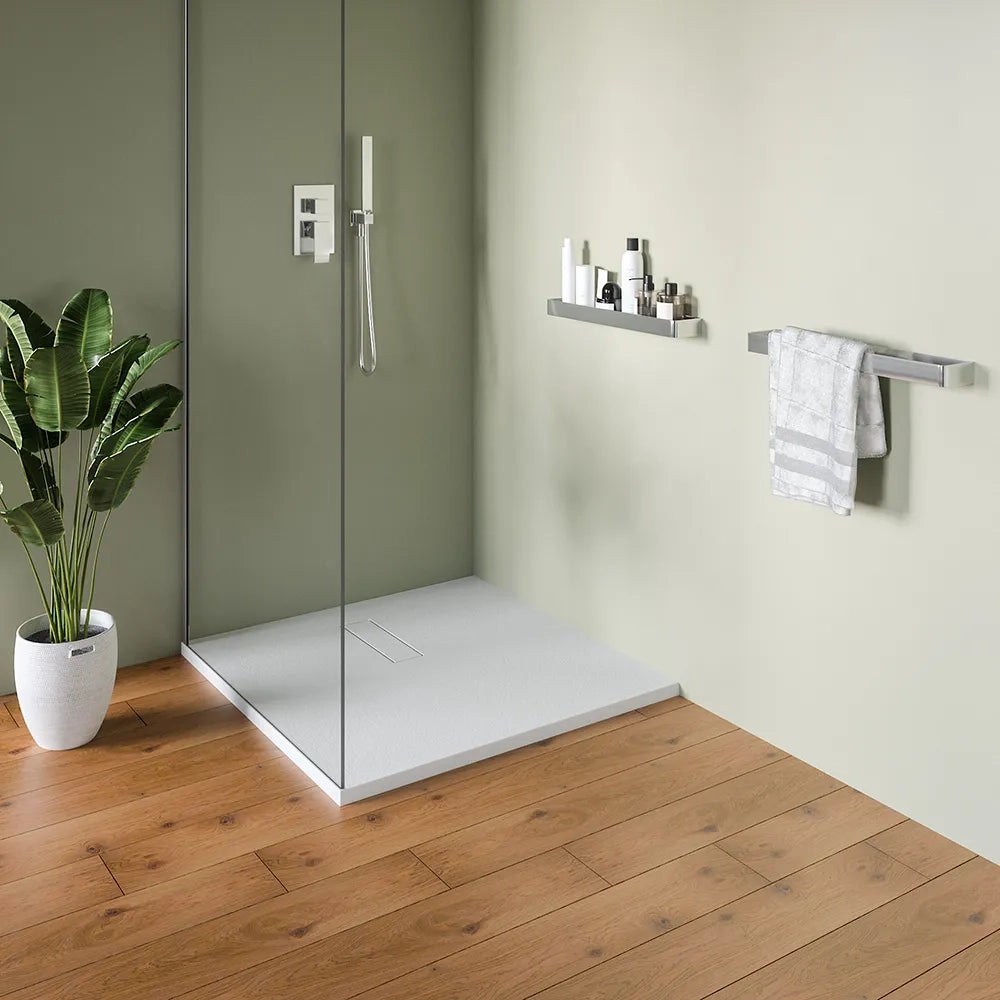 Piatto doccia 90x90 cm in marmoresina bianco effetto pietra | Merlera