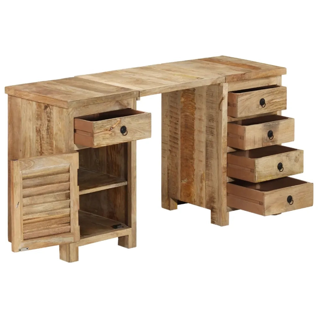 vidaXL Scrivania a Colonna in Legno Massello di Mango 140x50x77 cm
