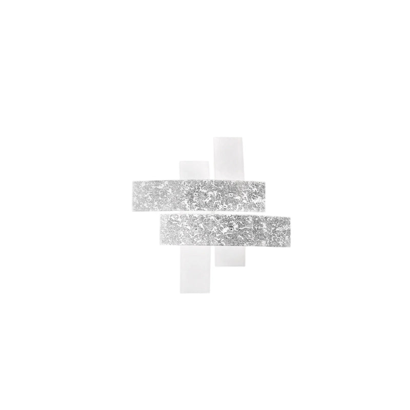 Plafoniera Lara piccola in vetro bianco con dettagli foglia argento 50x50xm, 2 luci E27, IP20, max 2x52W, stile moderno, lampadine escluse