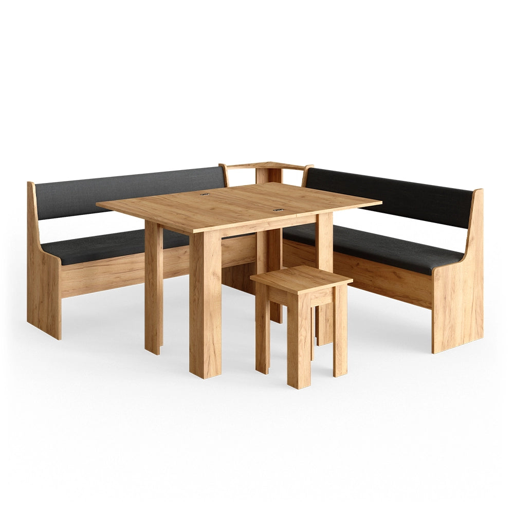 Vicco Gruppo panca ad angolo Quercia dorata 180 x 41.5 cm con tavolo