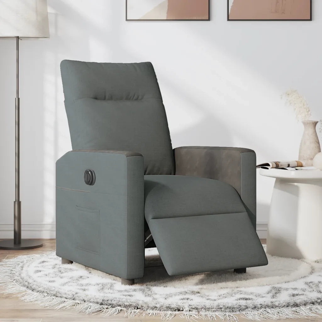 vidaXL Poltrona Elettrica Reclinabile Grigio Scuro in Tessuto