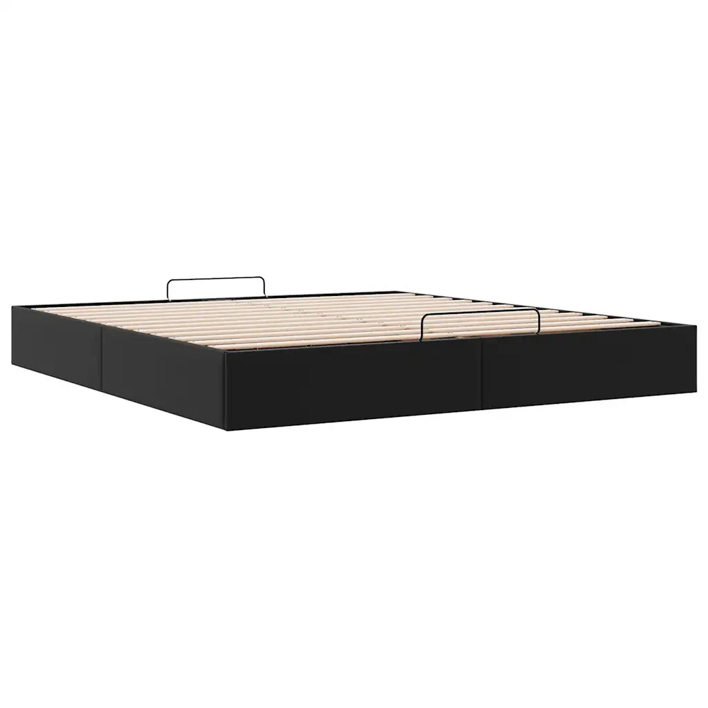 Struttura Letto Pouf senza Materasso Nero 160x200 cm Similpelle 3310809